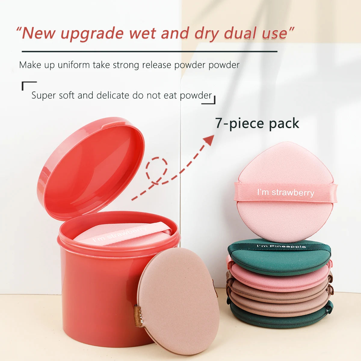 CushionBlend 6X™ – Herbruikbare Air-Cushion Make-up Sponsjes (Nat & Droog) met Opbergdoos